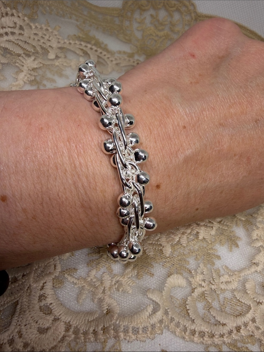 925 Sterling Silver Heavy Double Chain Bracelet Industrial Punk Goth Toggle